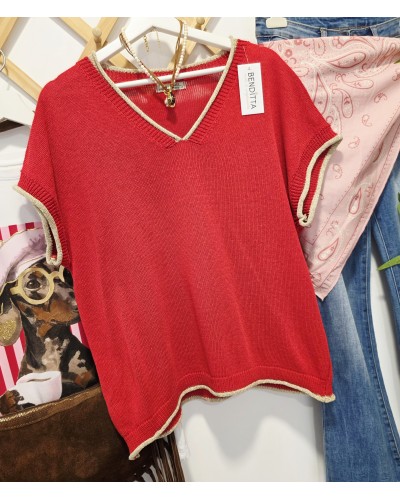 Jersey Ribete Dorado / Rojo