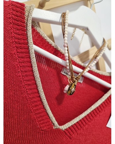 Jersey Ribete Dorado / Rojo