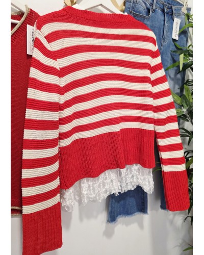 Cardigan Rayas / Lazada Rojo