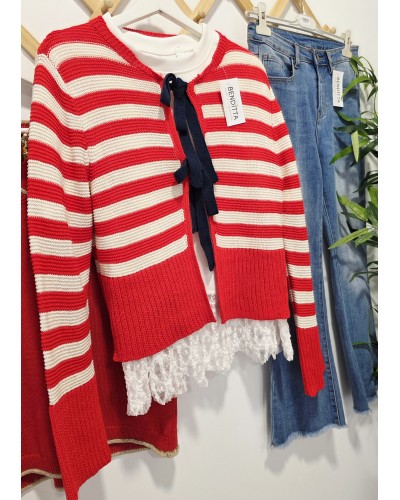Cardigan Rayas / Lazada Rojo