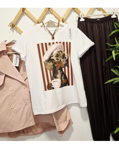Camiseta Teckel / Rayas Rosa