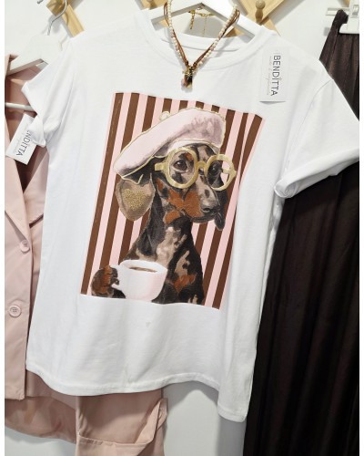 Camiseta Teckel / Rayas Rosa