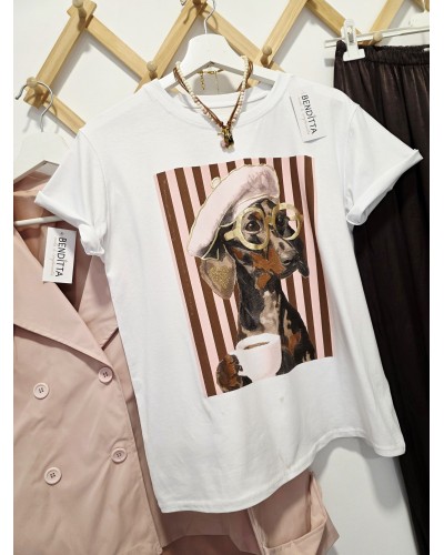 Camiseta Teckel / Rayas Rosa