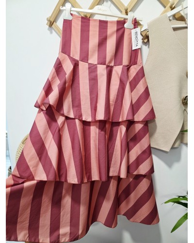 Falda Volantes / Rayas Rosa