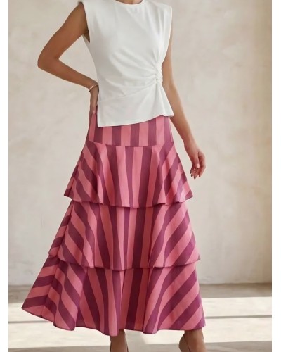 Falda Volantes / Rayas Rosa