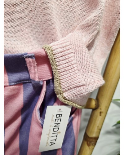 Jersey Ribete Dorado / Rosa Palo