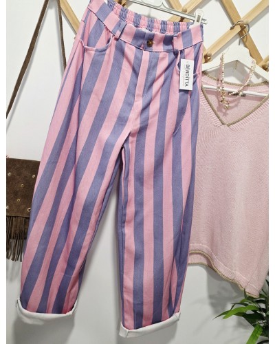 Jeans Barrel / Rayas Rosa