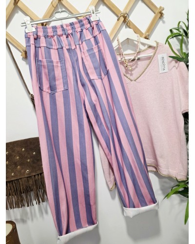 Jeans Barrel / Rayas Rosa