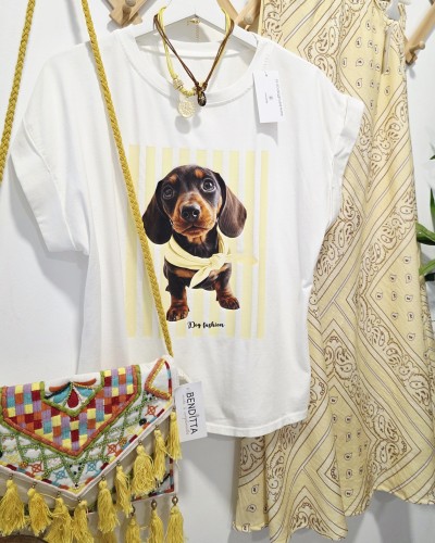 Camiseta Teckel / Rayas Amarillo