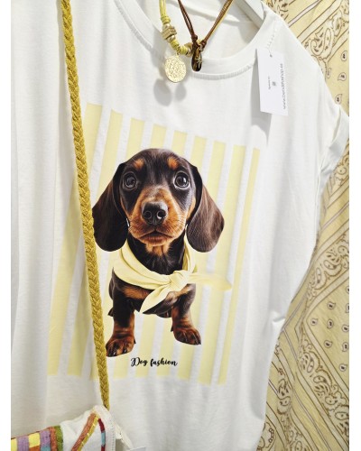 Camiseta Teckel / Rayas Amarillo