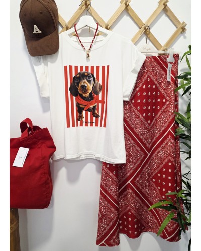 Camiseta Teckel / Rayas Rojo