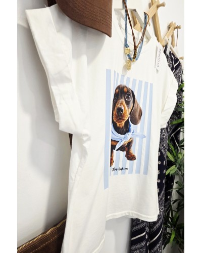 Camiseta Teckel / Rayas Azul