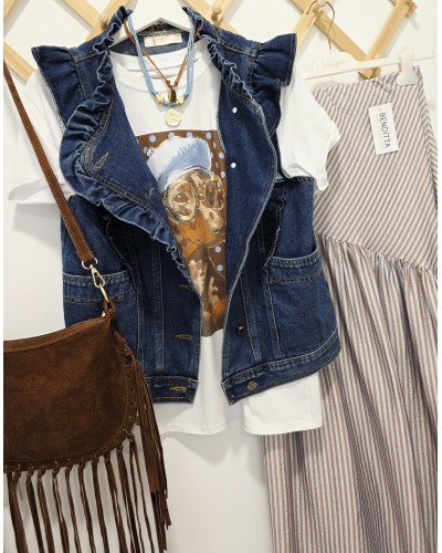 Camiseta Teckel / Lunares Marrón