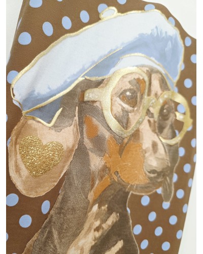 Camiseta Teckel / Lunares Marrón