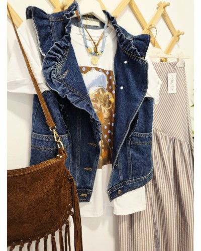 Camiseta Teckel / Lunares Marrón