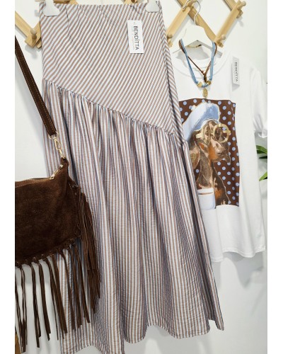 Falda Volante Celeste / Camel