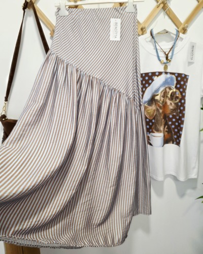 Falda Volante Celeste / Camel