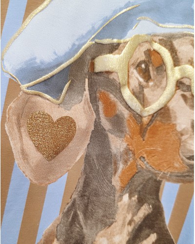 Camiseta Teckel / Rayas Celeste