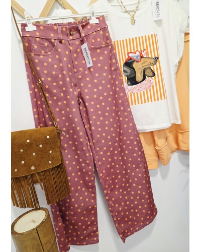 Jeans Lunares Rosa / Naranja