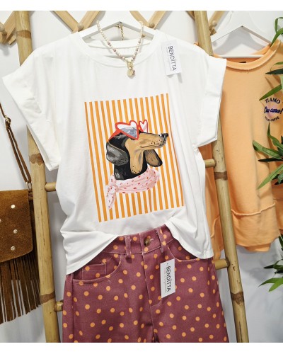 Camiseta Teckel / Gafas Corazón