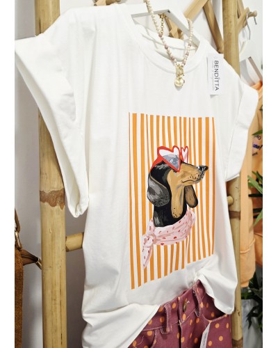 Camiseta Teckel / Gafas Corazón