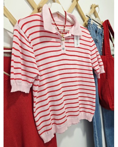 Polo Punto Fino / Rayas Rosa