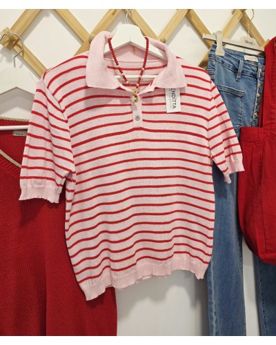 Polo Punto Fino / Rayas Rosa