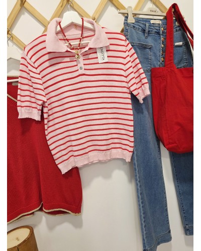 Polo Punto Fino / Rayas Rosa