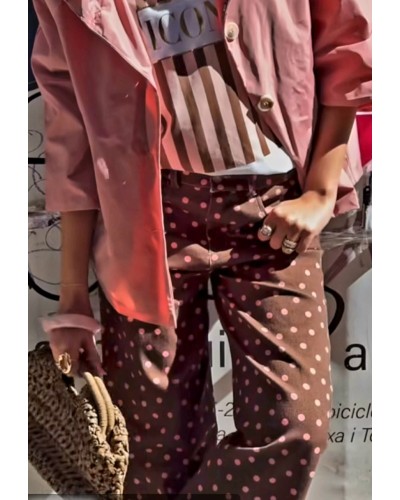 Jeans Lunares Marrón / Rosa