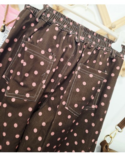 Jeans Lunares Marrón / Rosa