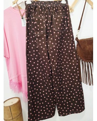 Jeans Lunares Marrón / Rosa