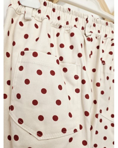 Jeans Lunares Crudo / Granate