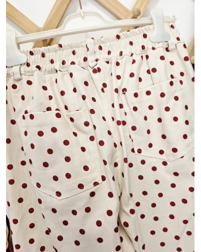 Jeans Lunares Crudo / Granate