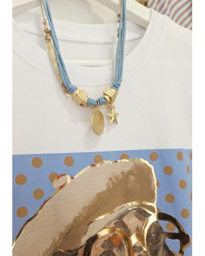 Camiseta Teckel / Lunares Celeste