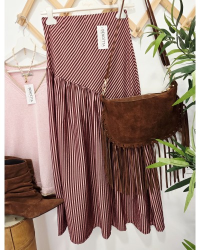 Falda Volante Rosa / Chocolate