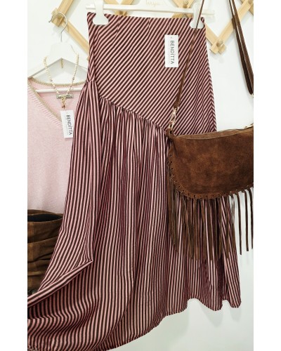 Falda Volante Rosa / Chocolate