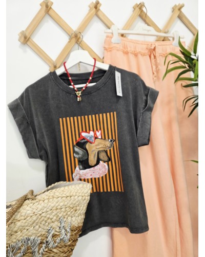 Camiseta Lavado Teckel / Gafas Corazón