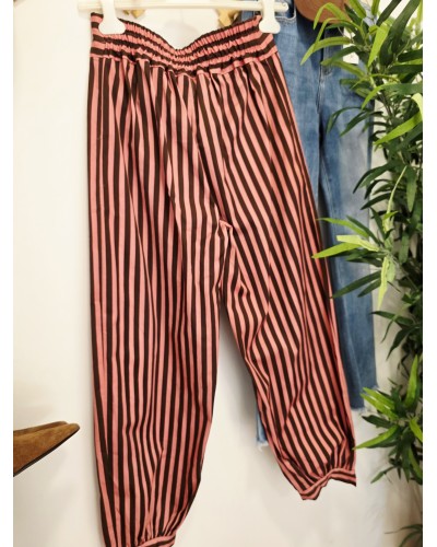 Pantalón Rayas Rosa / Chocolate