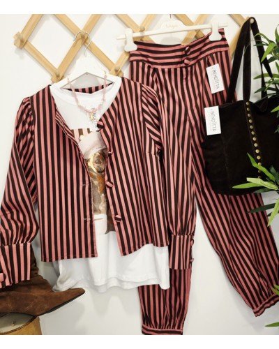 Pantalón Rayas Rosa / Chocolate