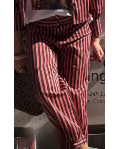 Pantalón Rayas Rosa / Chocolate