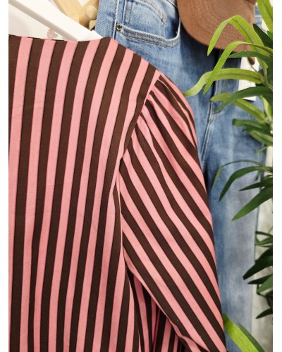 Chaqueta Rayas Rosa / Chocolate