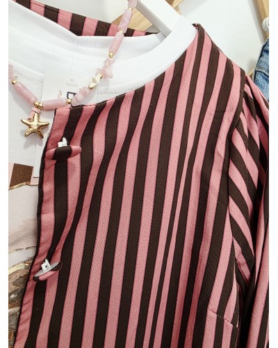 Chaqueta Rayas Rosa / Chocolate