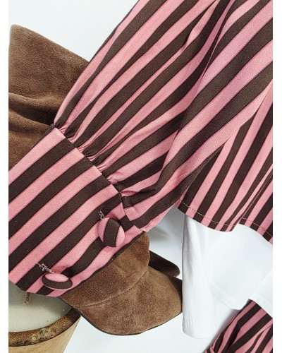 Chaqueta Rayas Rosa / Chocolate