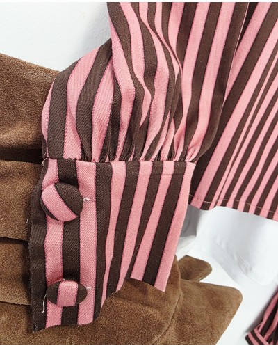 Chaqueta Rayas Rosa / Chocolate