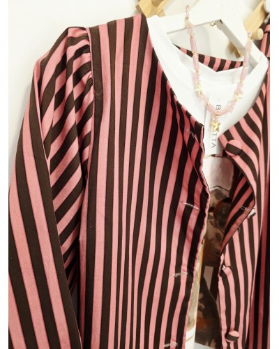 Chaqueta Rayas Rosa / Chocolate