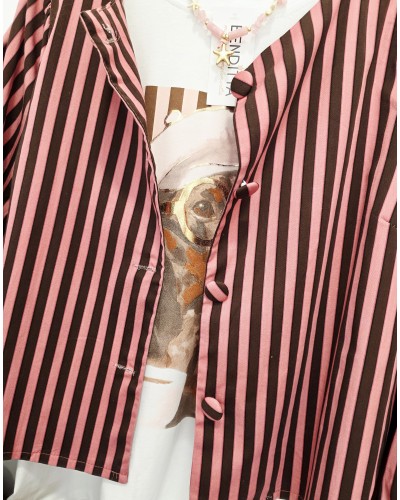 Chaqueta Rayas Rosa / Chocolate