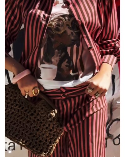 Chaqueta Rayas Rosa / Chocolate