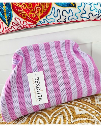 Bolso Cierre / Rayas Malva