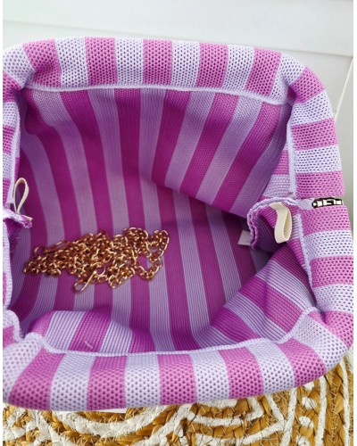 Bolso Cierre / Rayas Malva