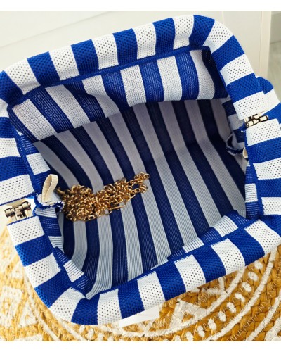Bolso Cierre / Rayas Azul